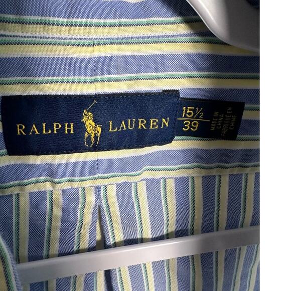 Ralph Lauren Size: 15.5, 39 Mens Striped Button Up Shirt Classic Fit 100% Cotton - Picture 3 of 10